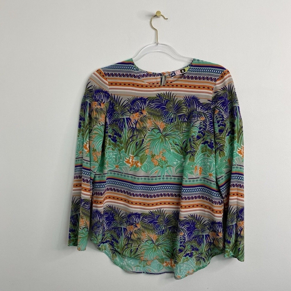 MSGM Floral Tropical Print Long Sleeve Silk Blouse Size It 40 US 6 (Small)